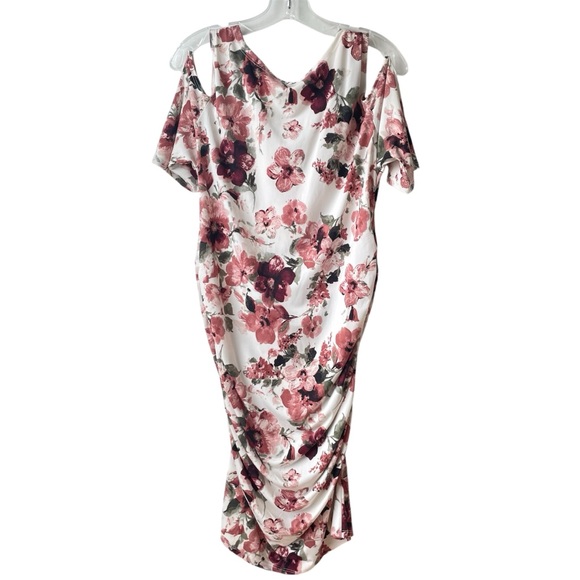 My Bump Maternity Harley Floral Bodycon Dress Cold Shoulder Short Sleeved XL - Picture 9 of 12
